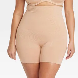 Women's Medium Shaping Mid-Thigh Waist Shorts - Auden™ Pearl Tan XXL: Seamless, Knit, Pull-On, Plus Size
