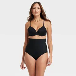 Women's Firm Sculpting High-Waist Briefs - Auden™ Black XL: Nylon Spandex Blend, Pull-On, Bottom Slimming