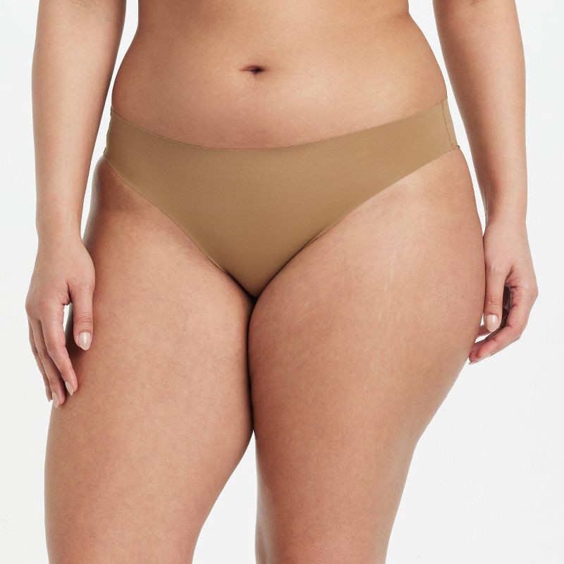 slide 4 of 5, Women's Invisible Edge Cheeky Bikini Underwear - Auden™ Caramel S: Seamless Low Rise, Lightweight Jersey, 1 ct