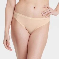 Women's Luxe Stretch Thong Underwear - Auden™ Soft Beige XS: Low Rise, Cotton Gusset, Lightweight Fabric