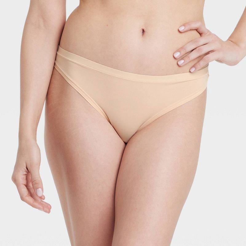 slide 1 of 5, Women's Luxe Stretch Thong Underwear - Auden™ Soft Beige XL: Low Rise, Comfort Elastic, Cotton Gusset, 1 ct