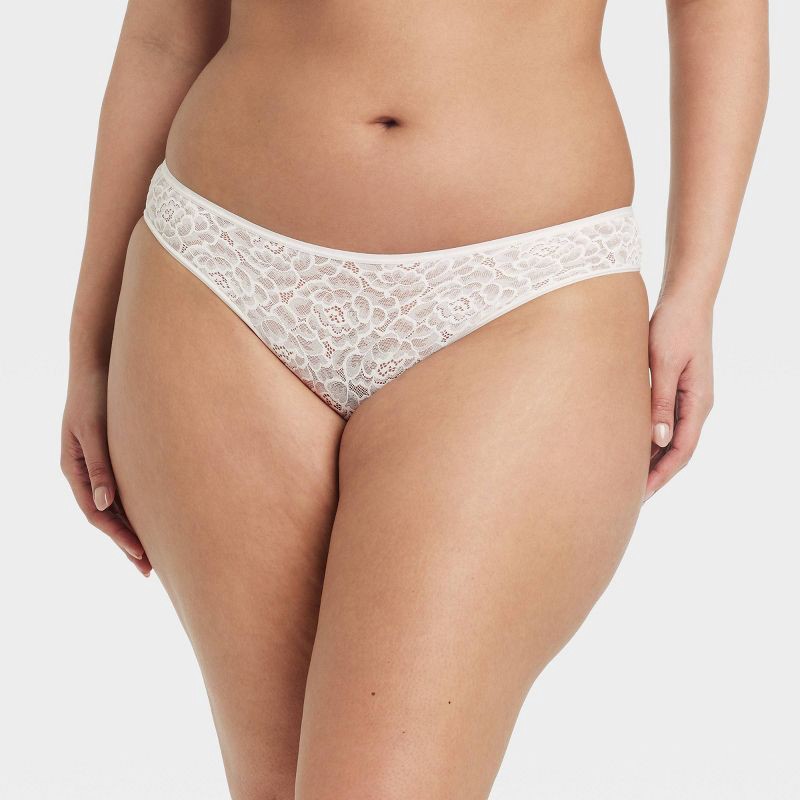 slide 4 of 7, Women's Rose Lace Cheeky Underwear - Auden™ White XS: Mid Rise, Cotton Gusset, Lightweight Fabric, 1 ct