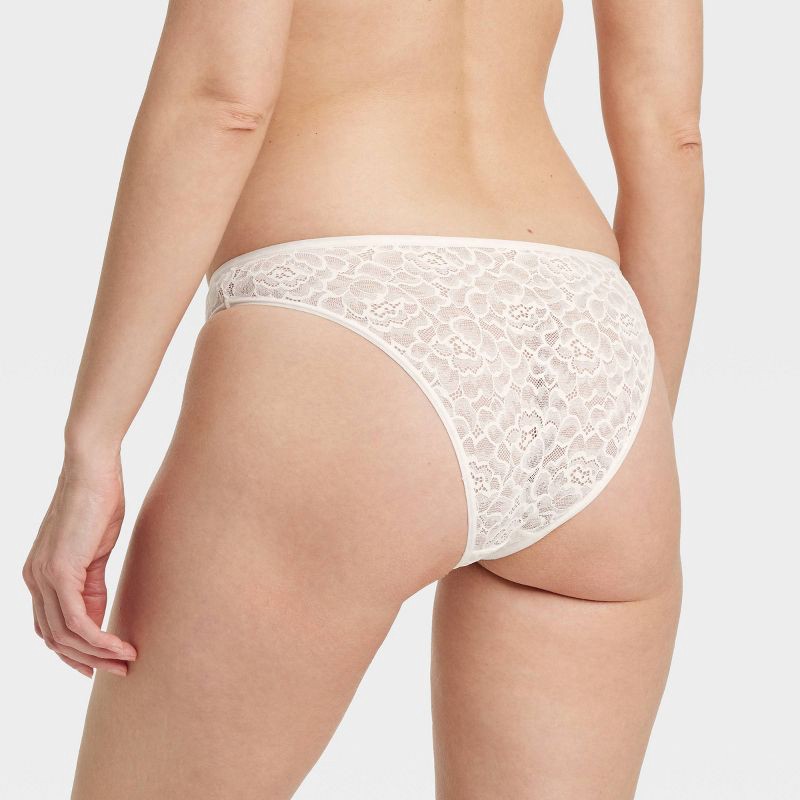 slide 2 of 7, Women's Rose Lace Cheeky Underwear - Auden™ White M: Mid Rise, Lightweight, Cotton Gusset, Machine Washable, Pull-On Style, 1 ct