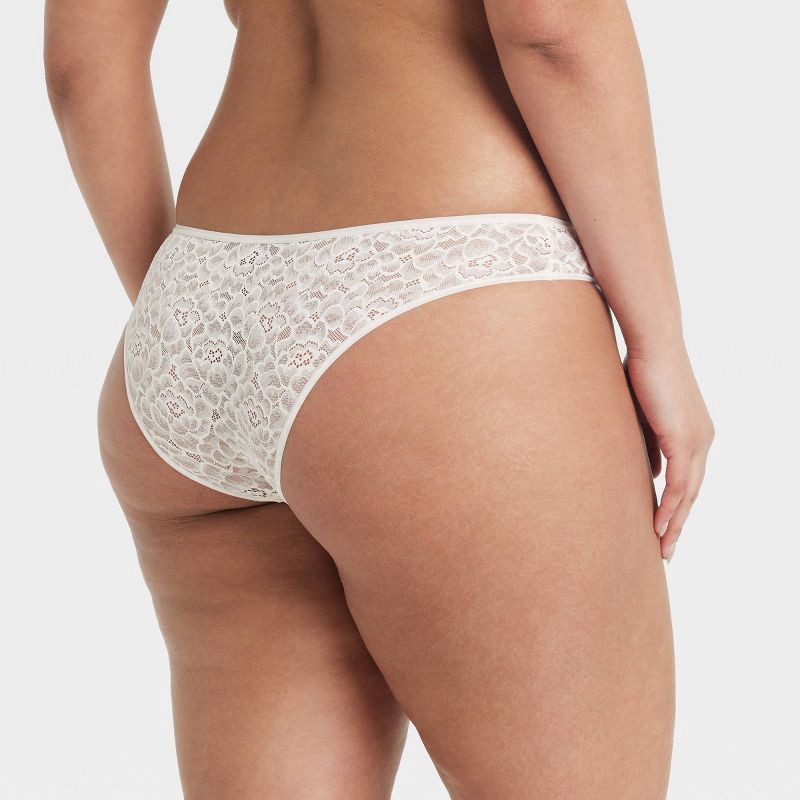slide 5 of 7, Women's Rose Lace Cheeky Underwear - Auden™ White XL: Mid Rise, Pull-On, Cotton Gusset, Lightweight, Machine Washable, 1 ct