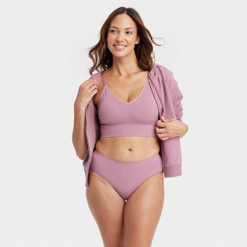 slide 3 of 5, Women's Seamless Hipster Underwear - Auden™ Mauve L: Lightweight Knit, Mid Rise, Pull-On, Solid Pattern, Machine Washable, 1 ct