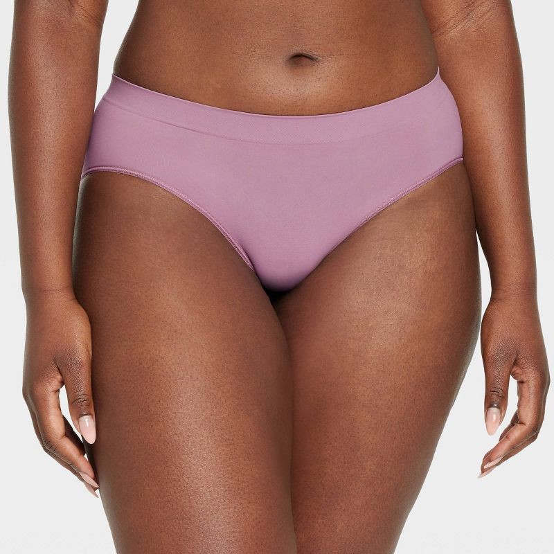 slide 4 of 5, Women's Seamless Hipster Underwear - Auden™ Mauve XL: Nylon Spandex Blend, Mid Rise, Pull-On Style, 1 ct