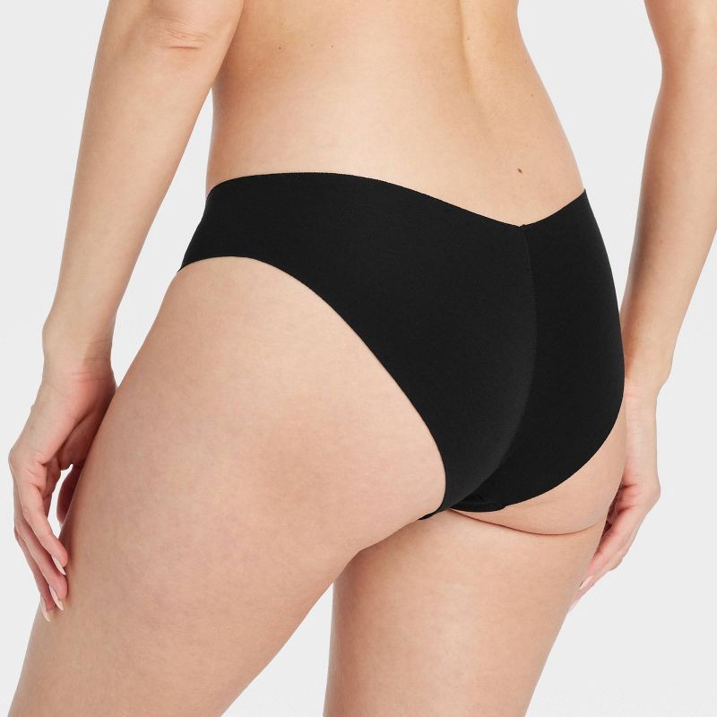 slide 2 of 5, Women's Invisible Edge Cotton Cheeky Bikini Underwear - Auden™ Black M: Seamless, Low Rise, Pull-On, Midweight Fabric, 1 ct