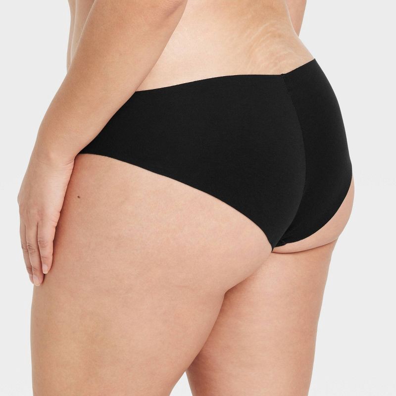 slide 5 of 5, Women's Invisible Edge Cotton Cheeky Bikini Underwear - Auden™ Black M: Seamless, Low Rise, Pull-On, Midweight Fabric, 1 ct