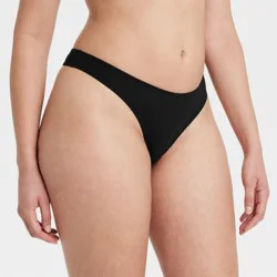 Women's Modal Blend Thong Underwear - Auden™ Black XS: Low Rise, Elastic Leg Openings, Cotton Gusset