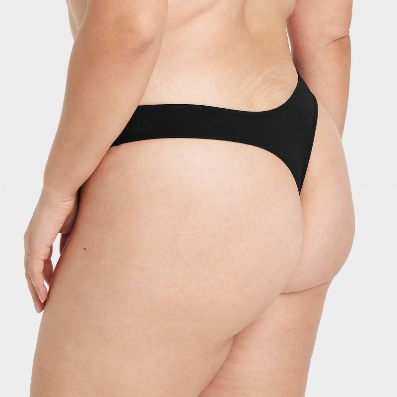 slide 5 of 5, Women's Modal Blend Thong Underwear - Auden™ Black L: Low Rise, Cotton Gusset, Elastic Leg Openings, 1 ct