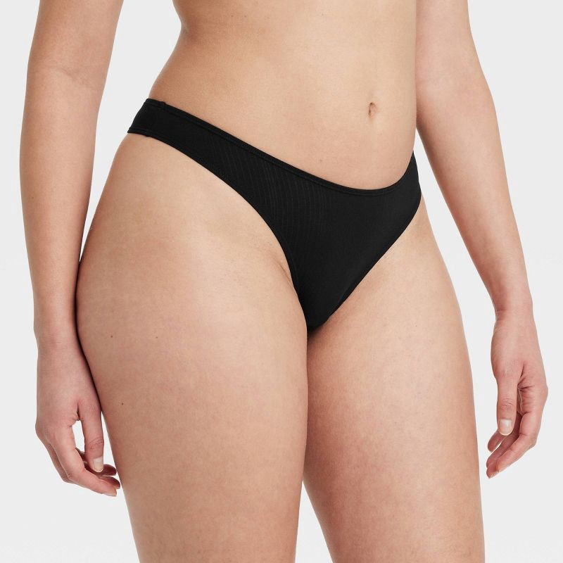 slide 1 of 5, Women's Modal Blend Thong Underwear - Auden™ Black L: Low Rise, Cotton Gusset, Elastic Leg Openings, 1 ct
