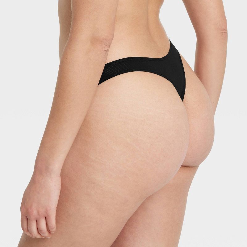 slide 2 of 5, Women's Modal Blend Thong Underwear - Auden™ Black XL: Low Rise, Cotton Gusset, Elastic Leg Openings, 1 ct