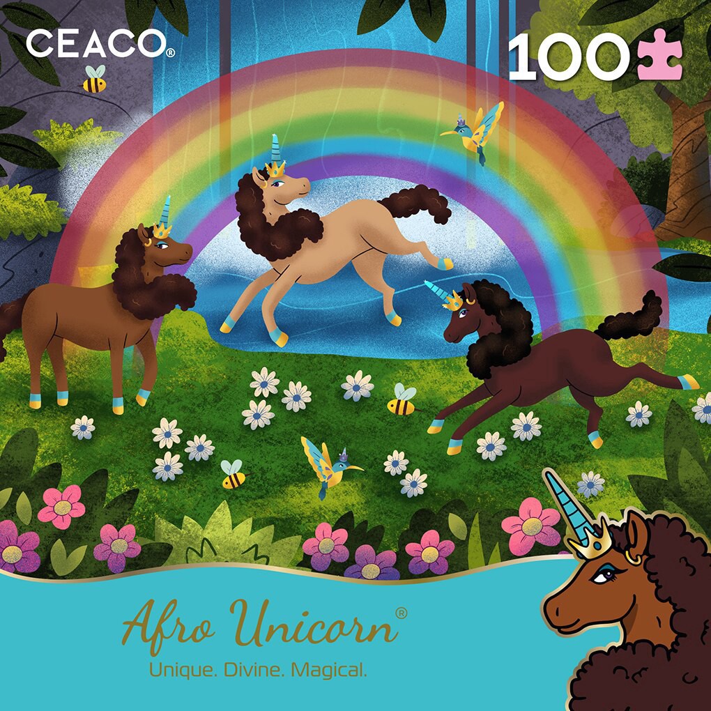 slide 1 of 1, CEACO 100Pc Afro Unicorn Puzzle Ast, 1 ct