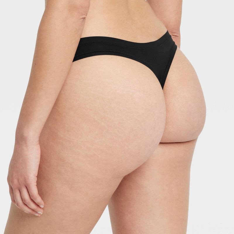 slide 2 of 5, Women's Luxe Stretch Thong Underwear - Auden™ Black XS: Low Rise, Cotton Gusset, Lightweight Knit, 1 ct