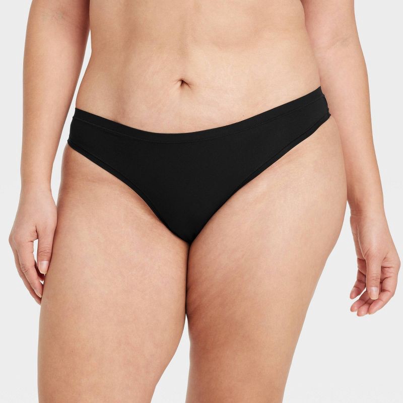 slide 4 of 5, Women's Luxe Stretch Thong Underwear - Auden™ Black XS: Low Rise, Cotton Gusset, Lightweight Knit, 1 ct