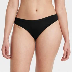 Women's Luxe Stretch Thong Underwear - Auden™ Black S: Low Rise, Cotton Gusset, Comfort Elastic