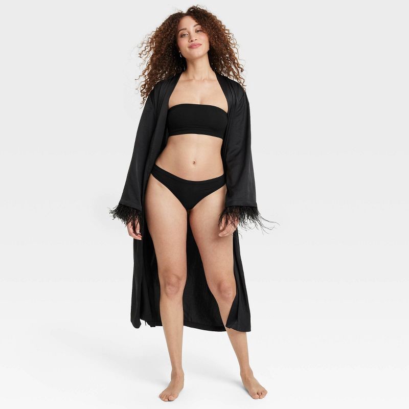 slide 3 of 5, Women's Luxe Stretch Thong Underwear - Auden™ Black XL: Nylon Spandex Blend, Low Rise, Comfort Elastic, 1 ct