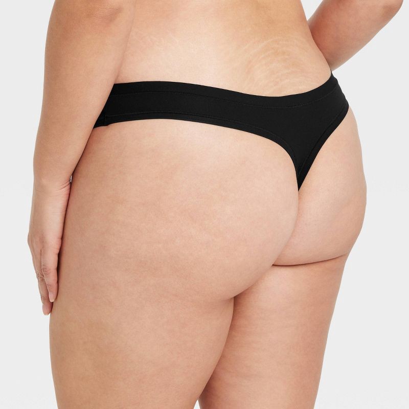 slide 5 of 5, Women's Luxe Stretch Thong Underwear - Auden™ Black XL: Nylon Spandex Blend, Low Rise, Comfort Elastic, 1 ct