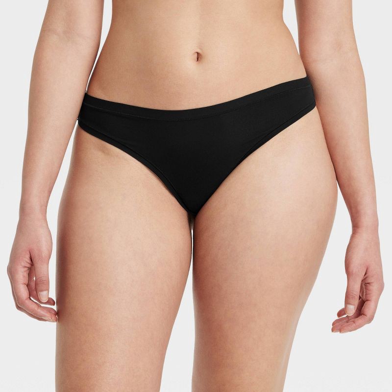 slide 1 of 5, Women's Luxe Stretch Thong Underwear - Auden™ Black XL: Nylon Spandex Blend, Low Rise, Comfort Elastic, 1 ct