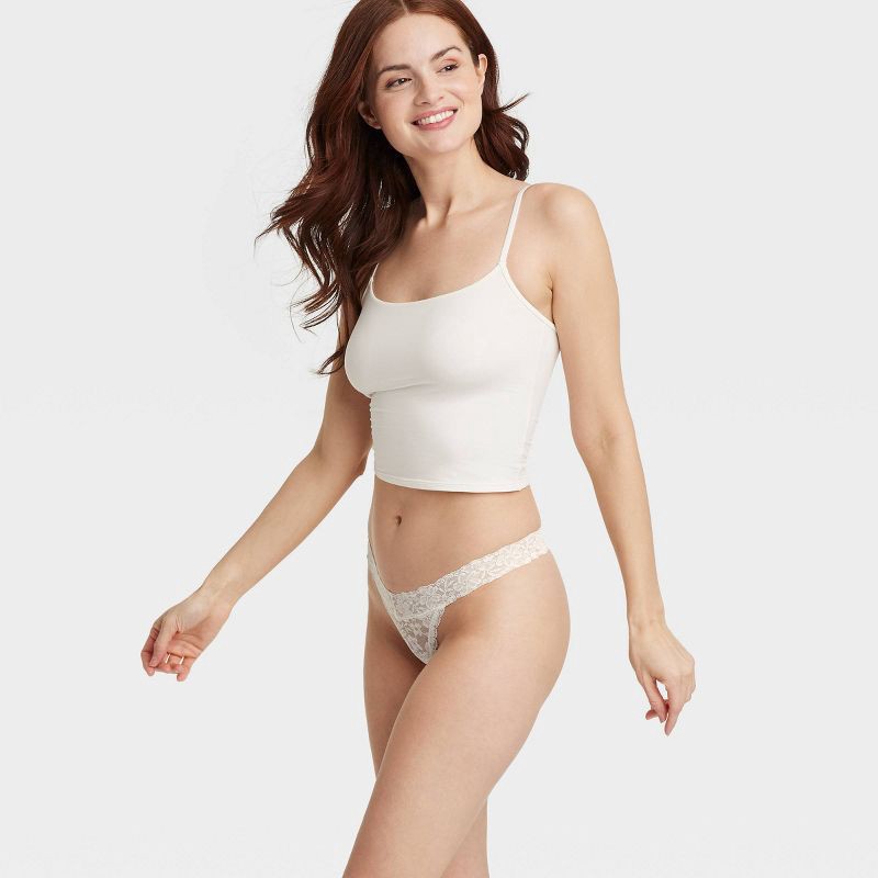 slide 3 of 7, Women's New Allover Lace Thong Underwear - Auden™ White XS: Cotton Gusset, Mid Rise, Pull-On, 1 ct