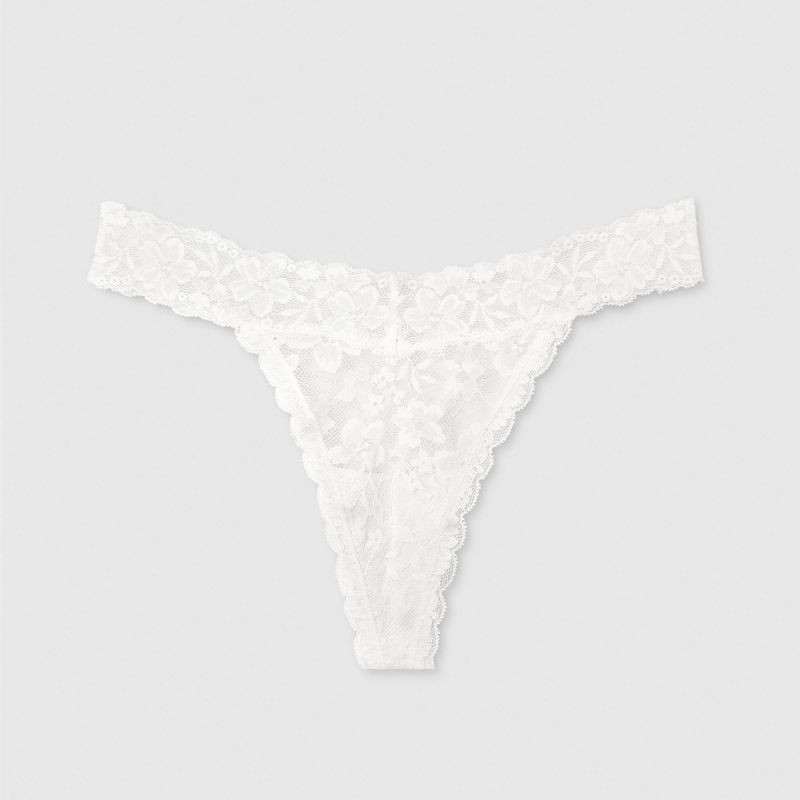 slide 6 of 7, Women's New Allover Lace Thong Underwear - Auden™ White XS: Cotton Gusset, Mid Rise, Pull-On, 1 ct