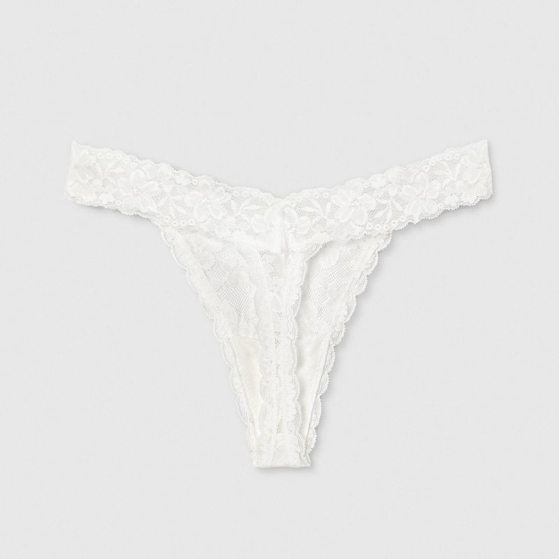 slide 7 of 7, Women's New Allover Lace Thong Underwear - Auden™ White M: Mid Rise, Cotton Gusset, Pull-On, 1 ct