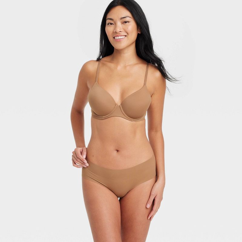 slide 3 of 5, Women's Invisible Edge Laser Cut Hipster Underwear - Auden™ Caramel M: Seamless, Low Rise, Lightweight Knit Fabric, 1 ct