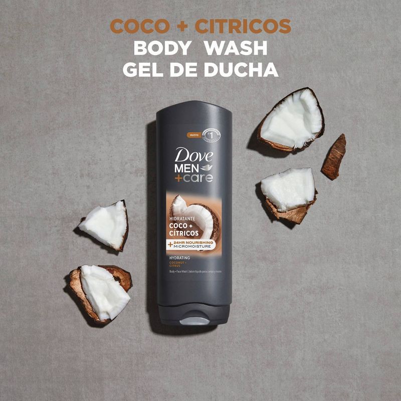 slide 4 of 6, Dove Men+Care Coconut and Citrus Body Wash & Face Wash - Coco + Cítricos - 18 fl oz, 18 fl oz