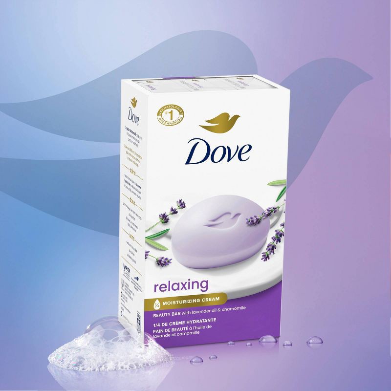slide 3 of 10, Dove Beauty Relaxing Bar Soaps - Lavender Oil & Chamomile - 30oz/8pk, 30 oz, 8 ct