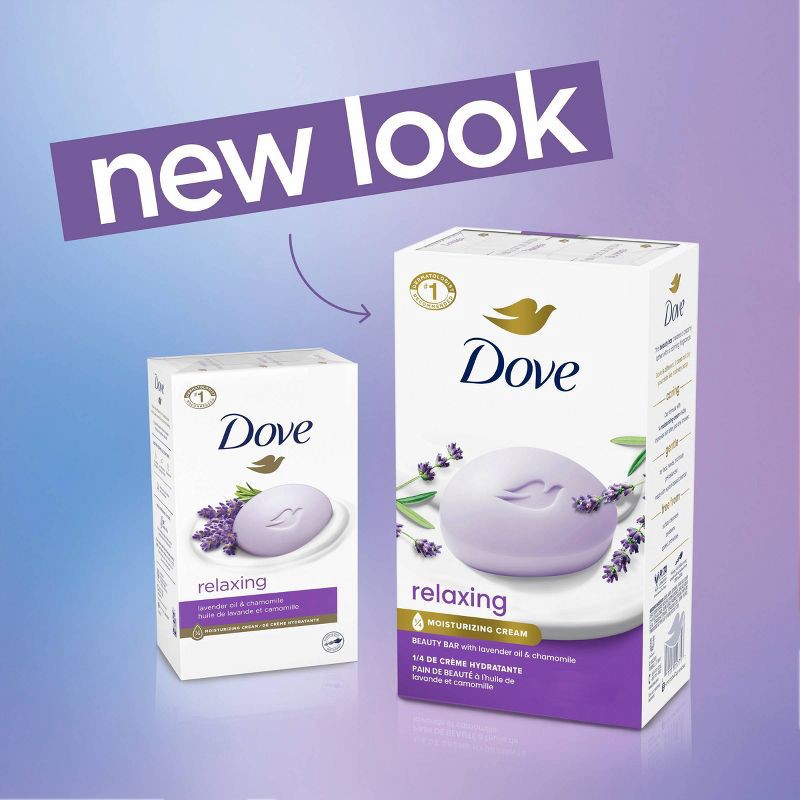 slide 4 of 10, Dove Beauty Relaxing Bar Soaps - Lavender Oil & Chamomile - 30oz/8pk, 30 oz, 8 ct
