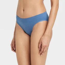 Women's Absorbent Seamless Bikini Period Underwear - Auden™ Dark Blue XS: Midweight Knit, 4-Way Stretch