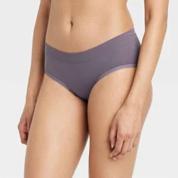 Women's Absorbent Seamless Hipster Period Underwear - Auden™ Mauve Gray S: Nylon-Spandex Blend, Midweight Knit, 4-Way Stretch