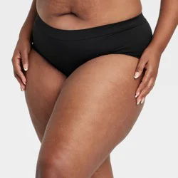 Women's Absorbent Seamless Hipster Period Underwear - Auden™ Black 1X: Nylon-Spandex Blend, Midweight Knit, 4-Way Stretch, Plus Size