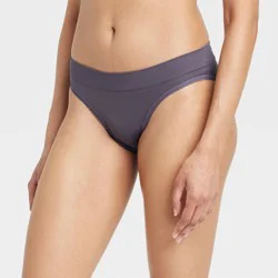 Women's Absorbent Seamless Bikini Period Underwear - Auden™ Mauve Gray XS: Midweight Knit, 4-Way Stretch