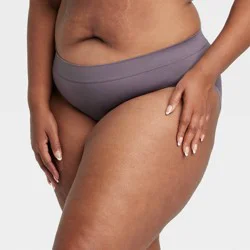Women's Absorbent Seamless Bikini Period Underwear - Auden™ Mauve Gray 3X: Nylon-Spandex Blend, Midweight Knit, 4-Way Stretch