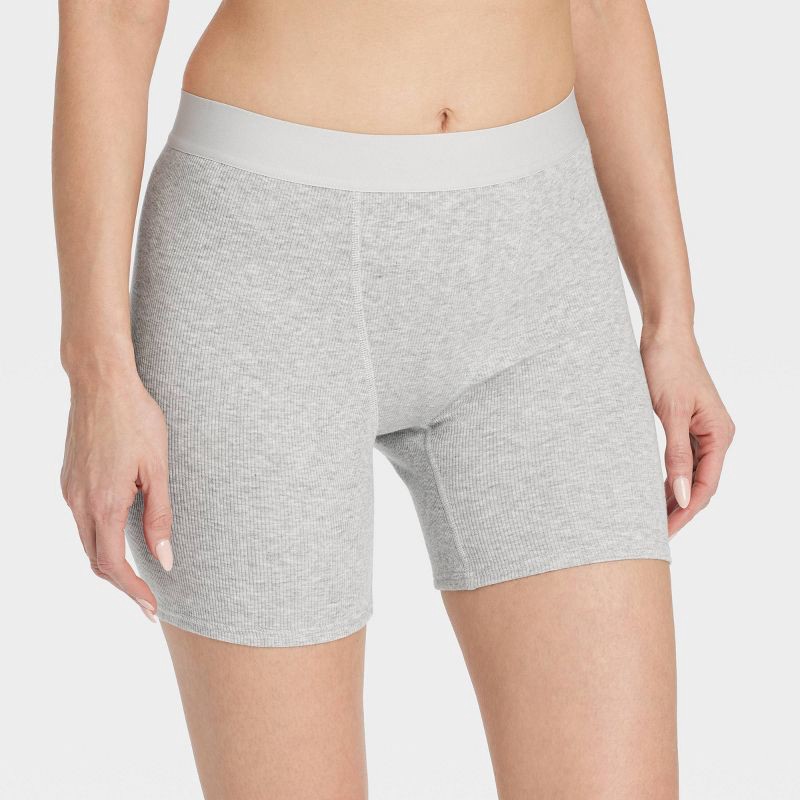 Ladies Ribbed Briefs Women's Cotton Blend Ribbed Boxer Briefs - Auden™ Heathered Gray S ...