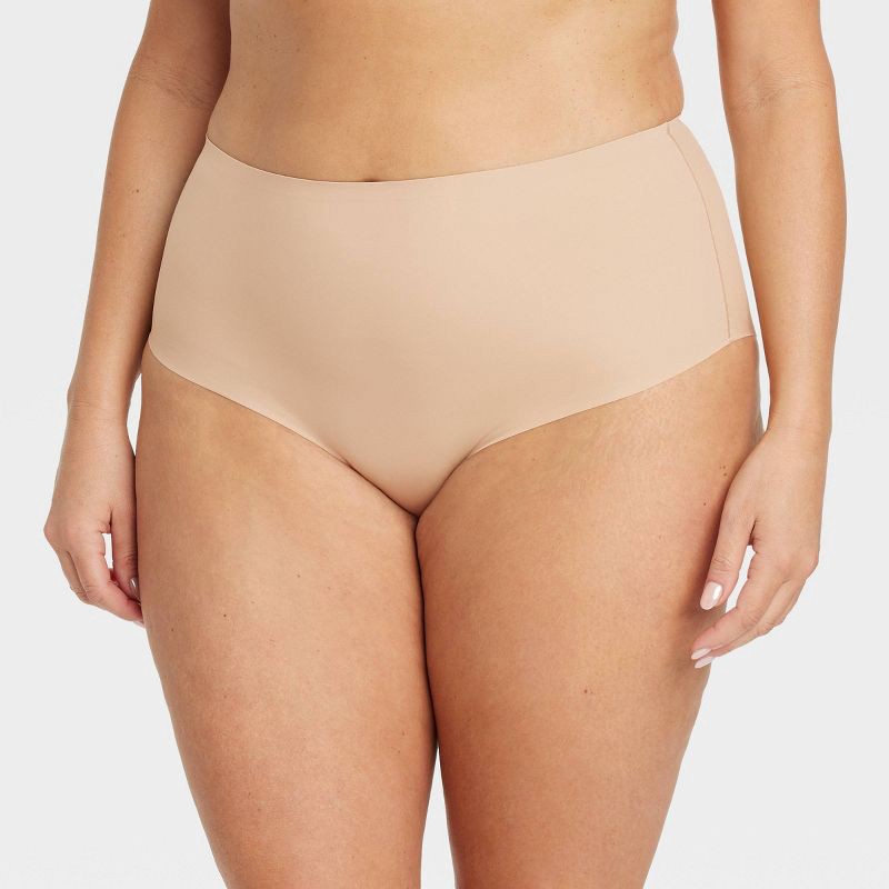 slide 1 of 3, Women's Luxury Collection Bonded Microfiber Briefs Underwear - Auden™ Pearl Tan 2X: High Rise, Seamless Design, 1 ct