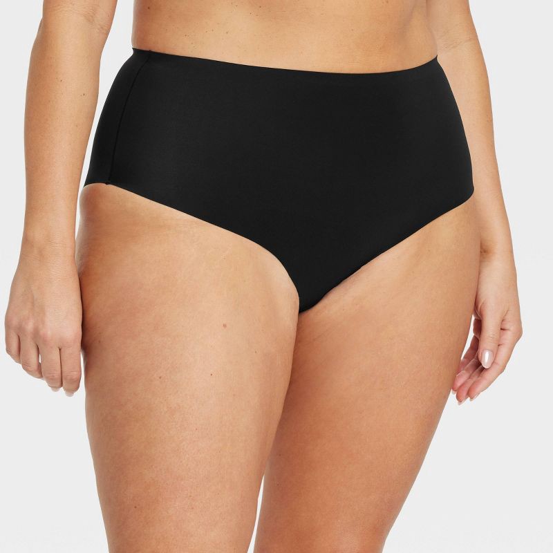 slide 1 of 3, Women's Luxury Collection Bonded Microfiber Briefs - Auden™ Black XXL: High Rise, Cotton Gusset, Midweight Knit Jersey, 1 ct