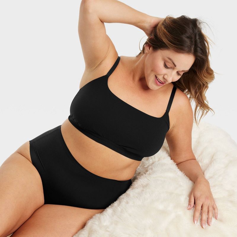 slide 3 of 3, Women's Luxury Collection Bonded Microfiber Briefs Underwear - Auden™ Black 2X: High Rise, Seamless Design, 1 ct
