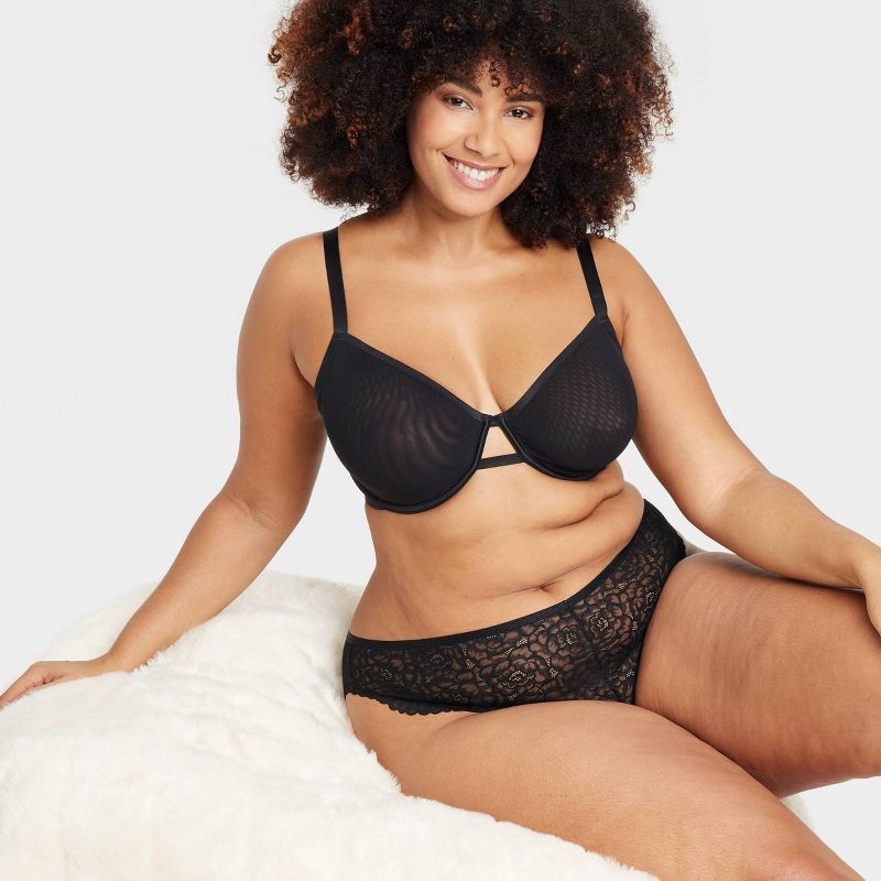 slide 3 of 5, Women's Fashion Lace Cheeky Underwear - Auden™ Black XXL: High Rise, Cotton Gusset, Nylon-Spandex Blend, Machine Washable, 1 ct