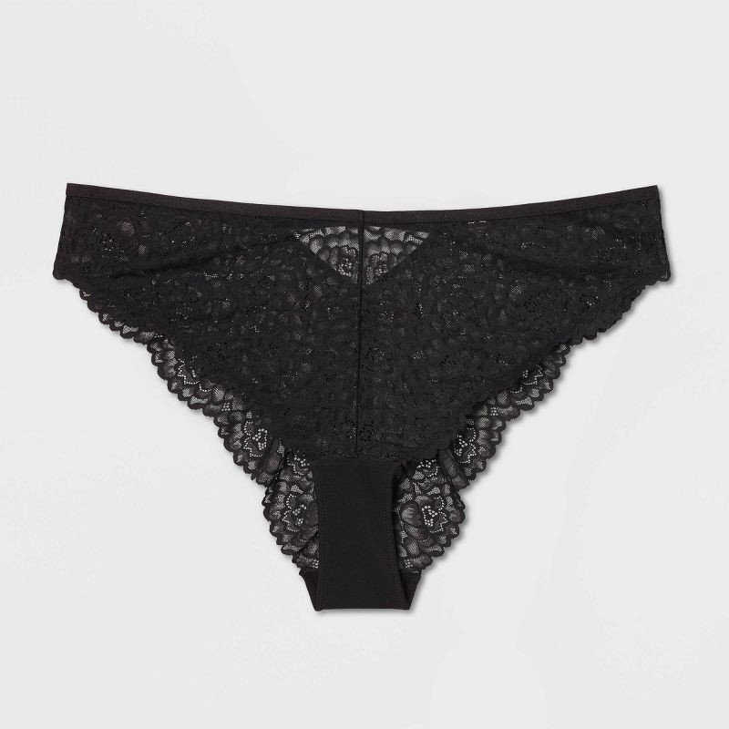 slide 4 of 5, Women's Fashion Lace Cheeky Underwear - Auden™ Black XXL: High Rise, Cotton Gusset, Nylon-Spandex Blend, Machine Washable, 1 ct