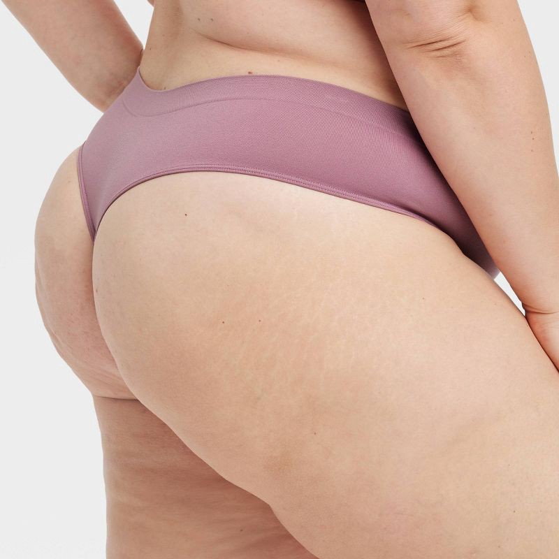 slide 2 of 3, Women's Seamless Thong Underwear - Auden™ Mauve XXL: High Rise, Pull-On, Knit, Lightweight, 1 ct