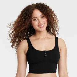 Women's Modal Blend Cropped Tank Top - Auden™ Black XS: Spandex Knit, Pullover, Full Lining, Solid Pattern