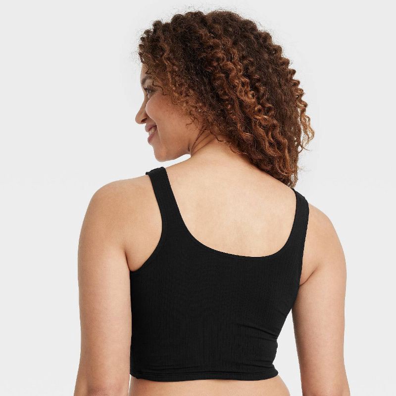 slide 2 of 5, Women's Modal Blend Cropped Tank Top - Auden™ Black S: Pullover, Solid Knit, Full Lining, Small Size, 1 ct