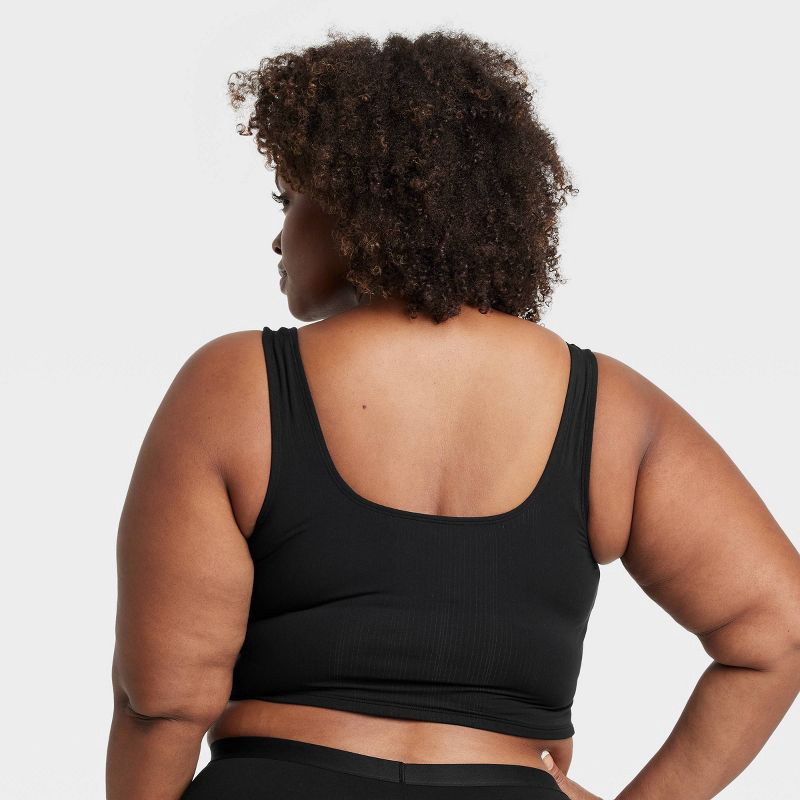 slide 2 of 3, Women's Modal Blend Cropped Tank Top - Auden™ Black XXL: Plus Size Solid Knit Lingerie with Full Lining and Buttons, 1 ct