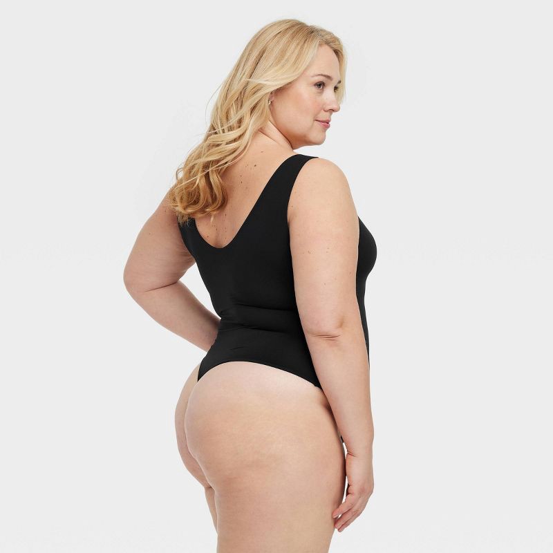 slide 2 of 5, Women's Luxe Stretch Boatneck Thong Bodysuit - Auden™ Black XL: Nylon Spandex Blend, Pullover, Cotton Gusset, Machine Washable, 1 ct