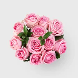 Dozen Fresh Cut Vibrant Pink Roses (Colors May Vary) - Good Little Garden™