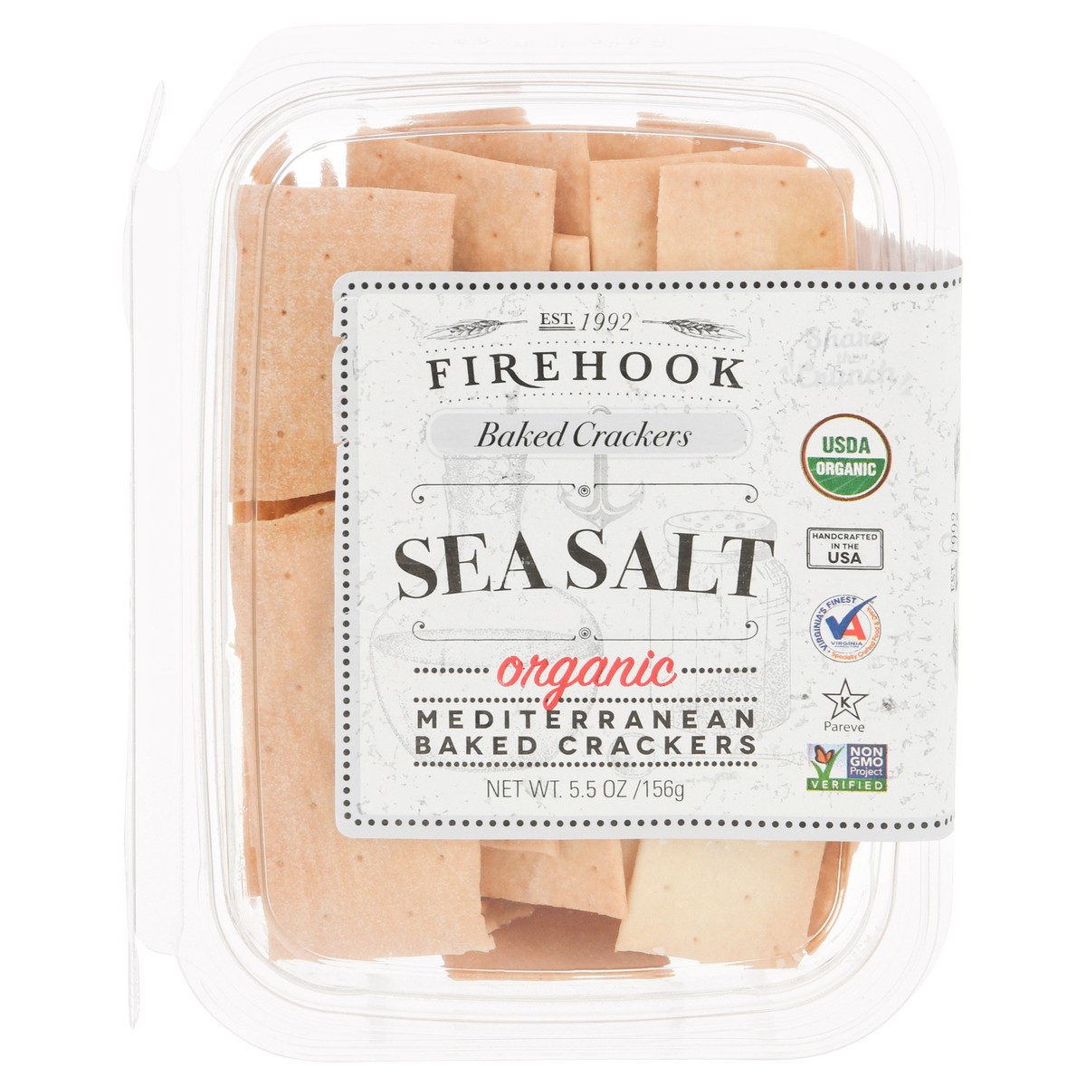 slide 1 of 1, Firehook Organic Sea Salt Mediterraean Baked Crackers, 5.5 oz