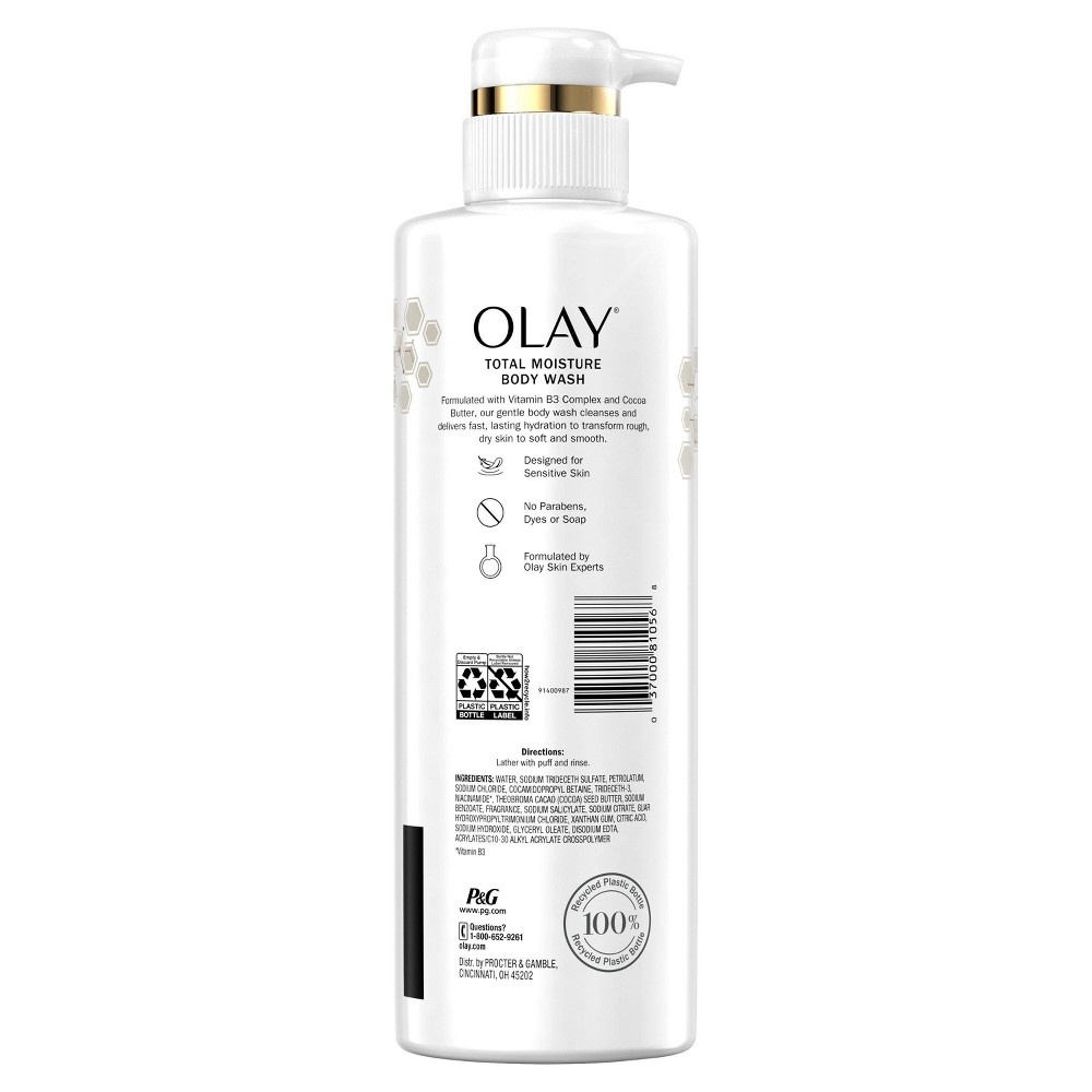 Olay Total Moisture Body Wash with Vitamin B3 and Cocoa Butter 17.9 fl ...