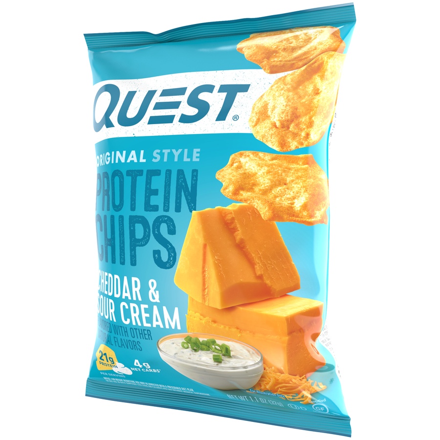slide 2 of 3, Quest Cheddar & Sour Cream Protein Chips, 1.125 oz